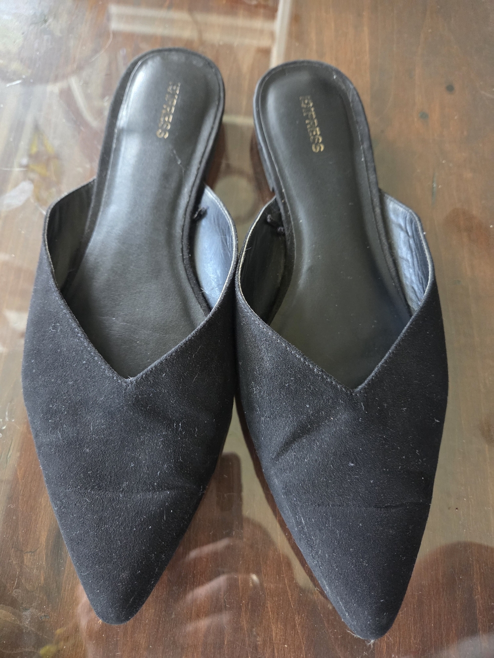 Express Black Pointed Toe Slip-On Mules for Women
